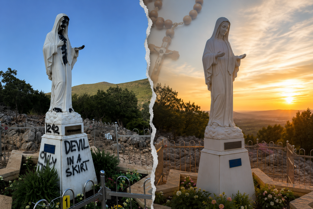 Beispielloser Vandalismus in Medjugorje: Marienstatue beschmiert, Altar angezündet